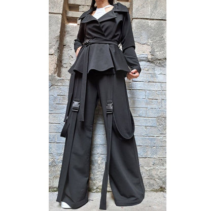 Extravagant Two Piece Set/Outwear Woman Blazer Pants Set/Street Set With Clickers/Sport Elegant Cotton Outfit/Designer Woman Clothing