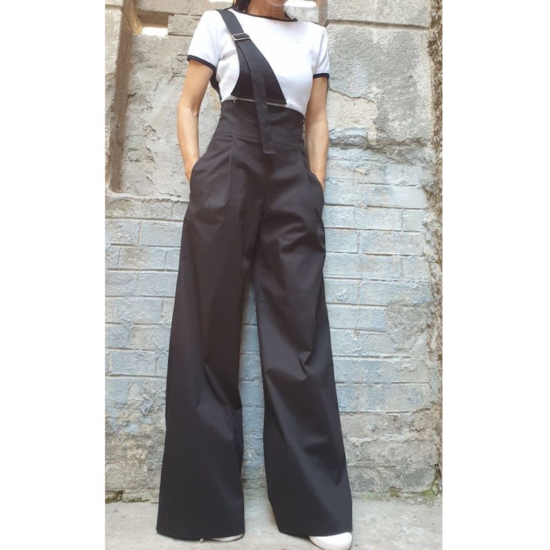 New Collection Extravagant Pants/High Waist Long Pants/Side Pocket Pants/Cotton Black Pants/Trouser With Ornament across One Shoulder