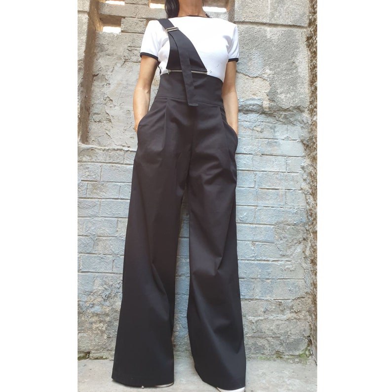 New Collection Extravagant Pants/High Waist Long Pants/Side Pocket Pants/Cotton Black Pants/Trouser With Ornament across One Shoulder